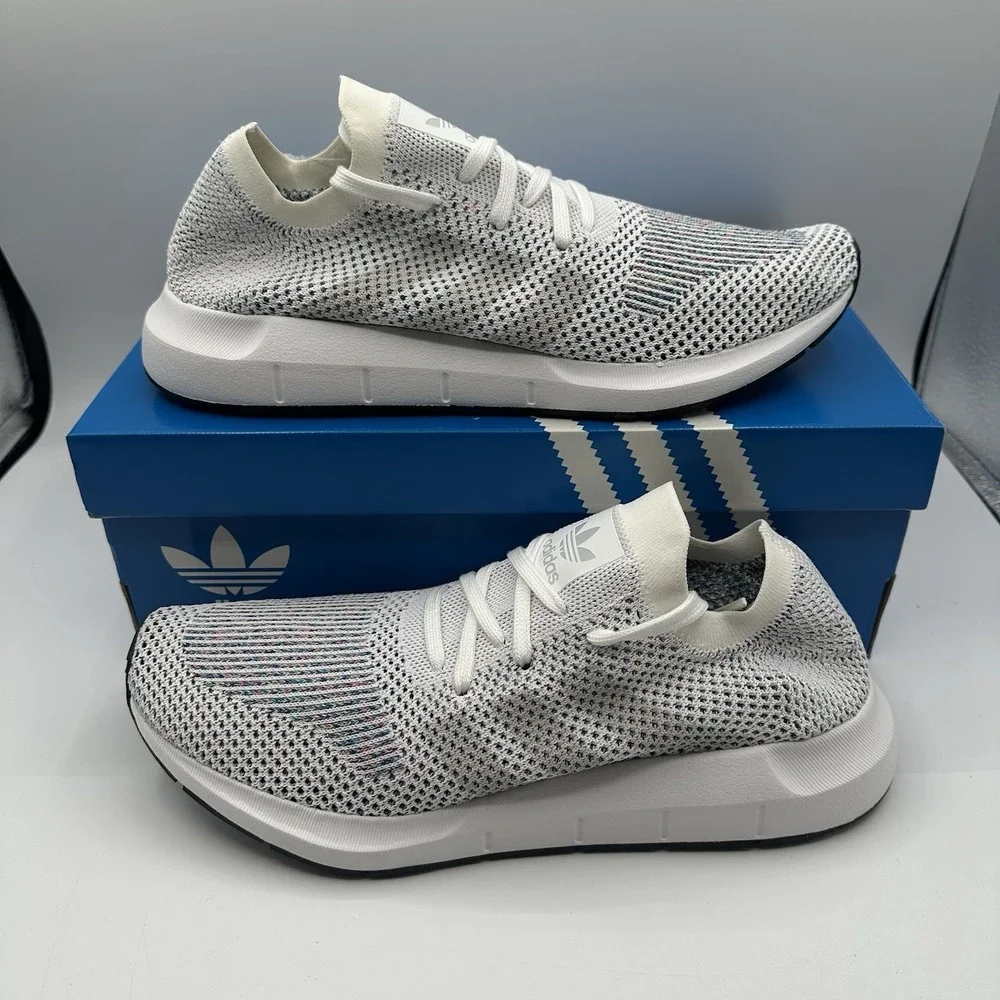 Adidas Swift Run PK Shoes Mens 10 White/Grey One/Core Black Knit Sneakers CG4126